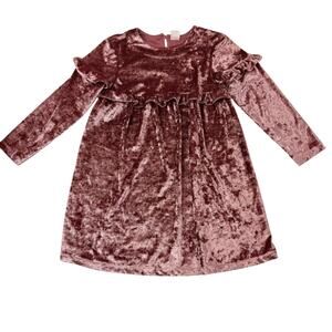 Next Pink Shimmer Crushed Velvet Dress, Size 5-6